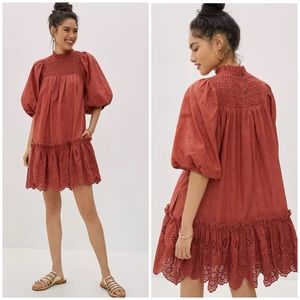 Anthropologie Lillian Puff-Sleeved Mini Dress